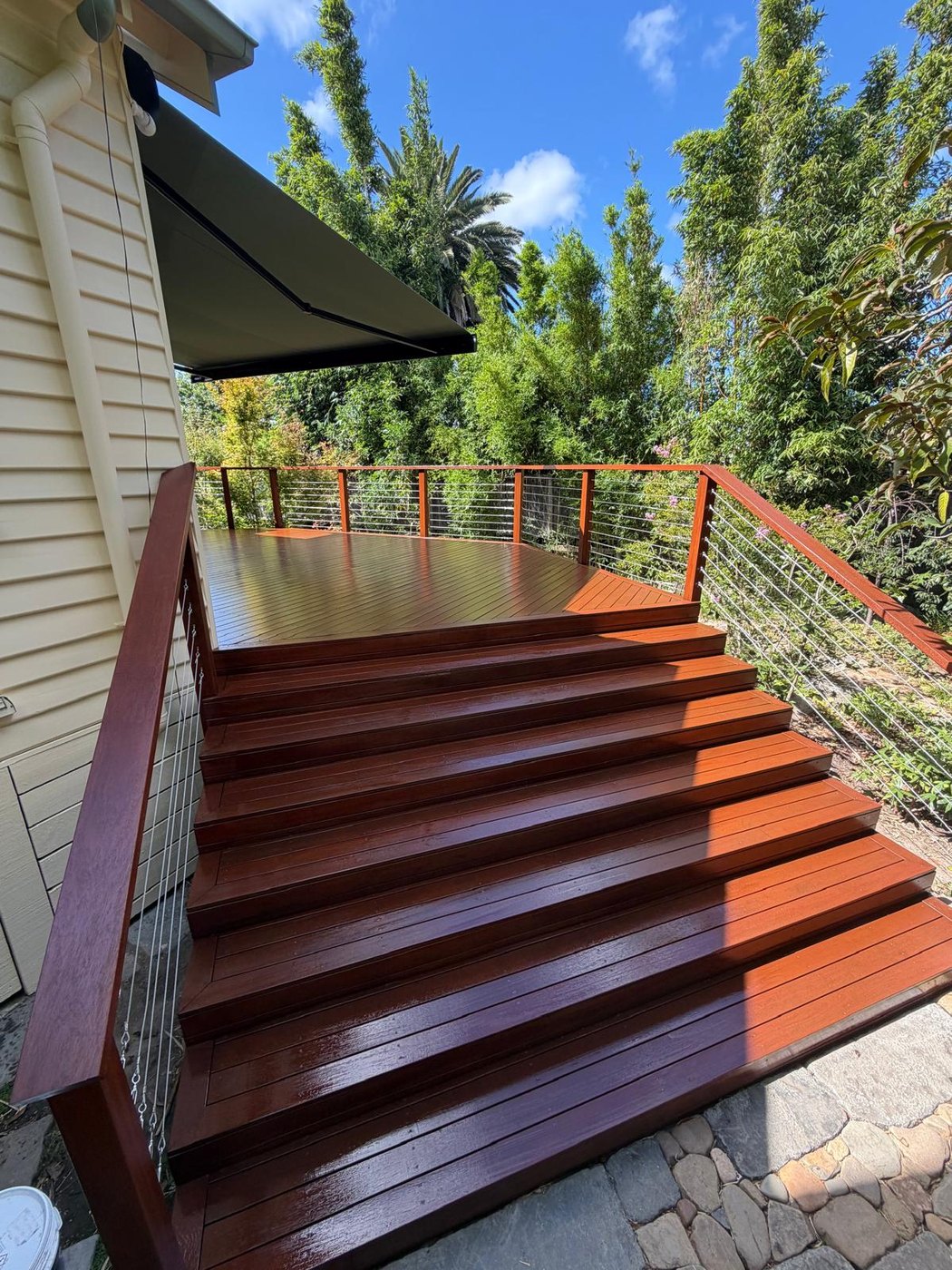Outdoor timber stairs painting project in Melbourne